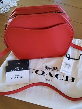Like New Limited Edition Coach Zip Geometric Pouch in Carmine(Red) 141 w/tags